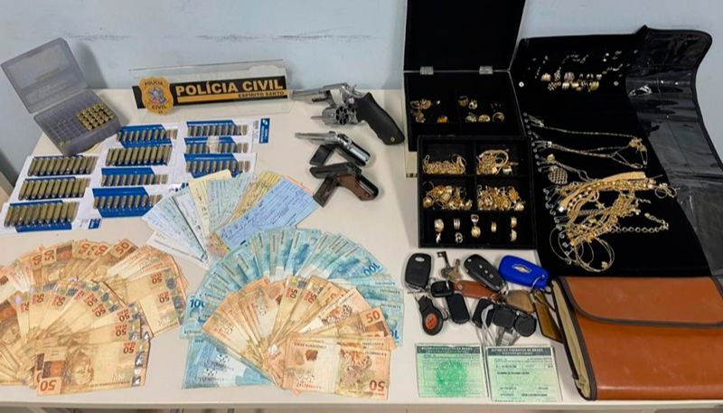 Parte do material apreendido durante a operação no Norte do Estado (Foto: Divulgação / PCES)