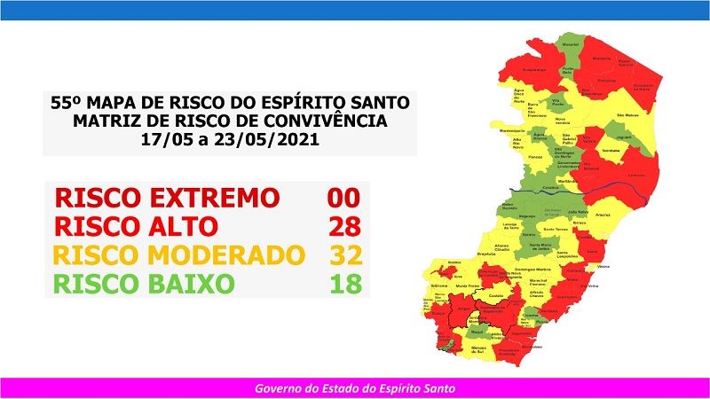 O mapa terá vigência desta segunda-feira (17) até o próximo domingo (23) (Foto: Divulgação/Governo do Estado)