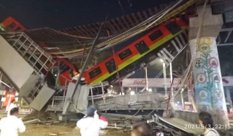 Queda de viaduto deixa mortos e feridos na Cidade do México (Foto: Reprodução Twitter/@fofocanosite)