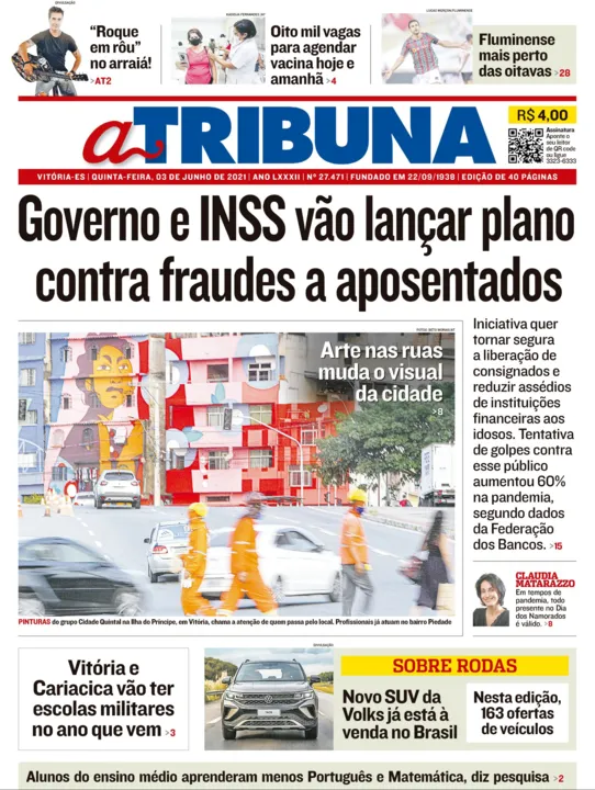 Imagem ilustrativa da imagem Clique aqui e confira os destaques do jornal A Tribuna desta quinta