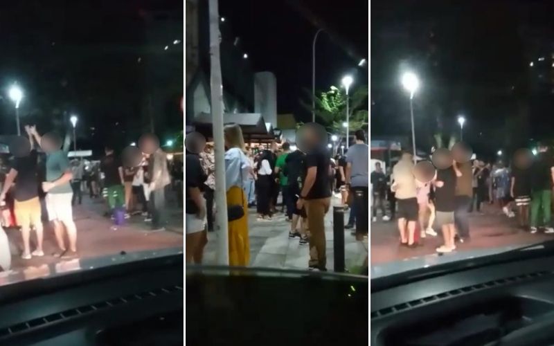 Leitor flagra aglomeração no Triângulo, localizado na Praia do Canto, em Vitória (Foto: Reprodução/Redes Sociais)