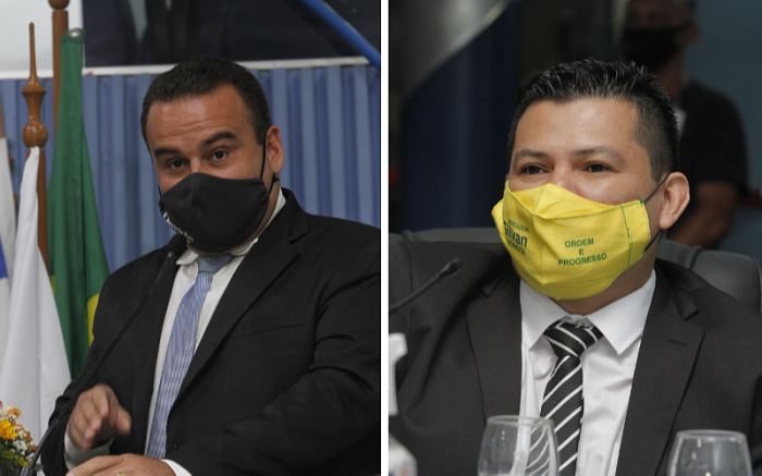 Denninho e Gilvan discutiram um dia depois de um visitante entrar em atrito com vereadores e sair em viatura (Foto: Fotos: Fábio Nunes — 01/01/2021)
