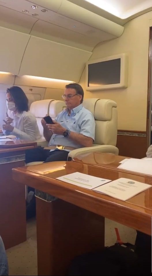 Michelle Bolsonaro a caminho do Espírito Santo (Foto: Reprodução de vídeo)