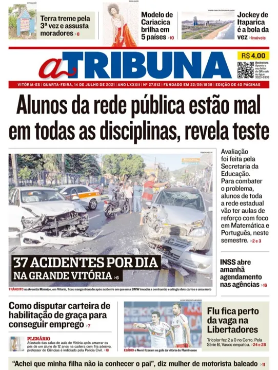Imagem ilustrativa da imagem Clique aqui e veja os destaques do jornal A Tribuna desta quarta