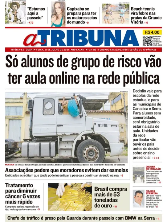 Imagem ilustrativa da imagem Clique aqui e veja os destaques do jornal A Tribuna desta quarta
