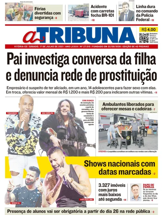 Imagem ilustrativa da imagem Confira os destaques do Jornal A Tribuna deste sábado
