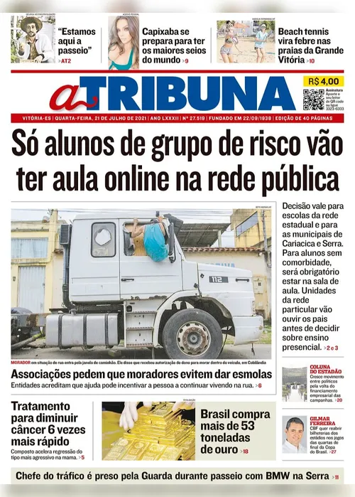 Imagem ilustrativa da imagem Clique aqui e veja os destaques do jornal A Tribuna desta quarta