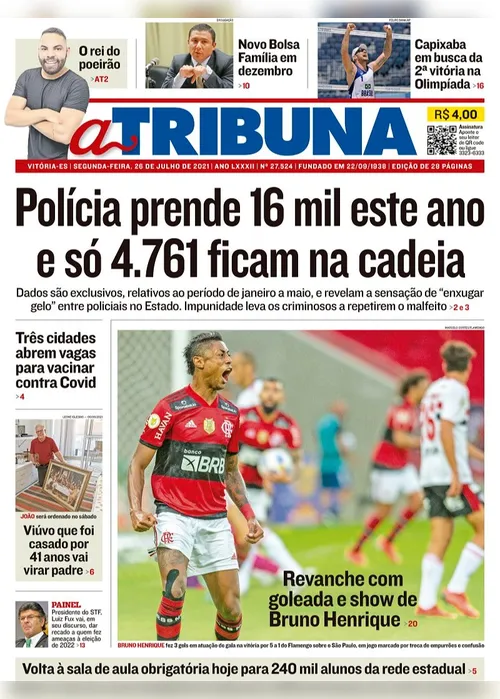 Imagem ilustrativa da imagem Clique aqui e veja os destaques do jornal A Tribuna desta segunda