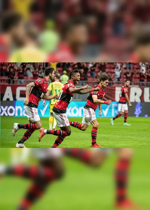 Imagem ilustrativa da imagem Com torcida, Flamengo goleia o Defensa Y Justicia e avança na Libertadores