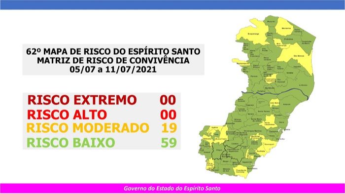 Novo mapa de risco que passa a valer na segunda (5) (Foto: Divulgação Governo do Estado)