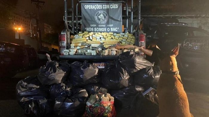 Nascar apontou esconderijo onde estava a droga (Foto: Divulgação Polícia Militar Rio de Janeiro )