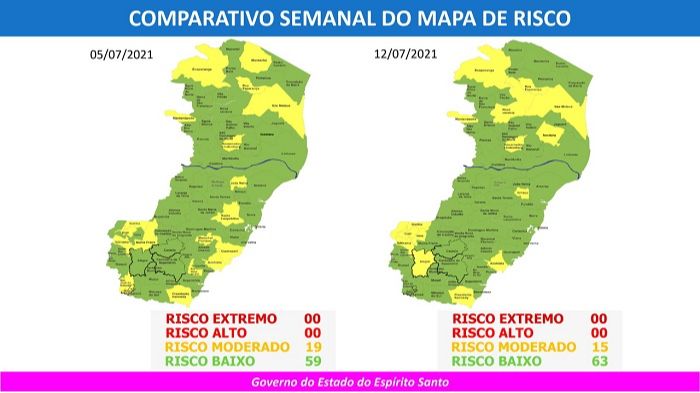 Comparativo do mapa desta semana com o próximo mapa (Foto: Divulgação Governo do Estado)
