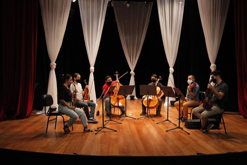 Ensaio da Orquestra Camerata Sesi, que fará apresentação no evento. (Foto: Fábio Nunes/AT)