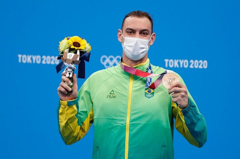 Fernando Scheffer é bronze nos 200 m livre, 1ª medalha do Brasil na natação (Foto: Satiro Sodré/CBDA)