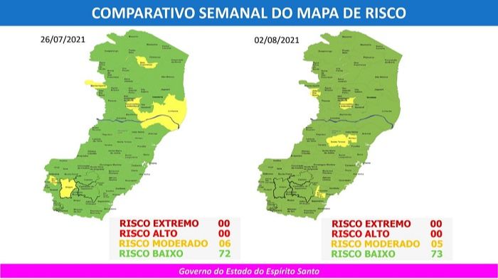 Comparativo mapa de risco (Foto: Divulgação governo do Estado)