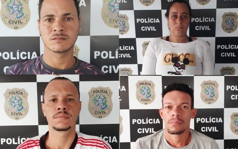 Da dir. para a esq.: Jocimar Lima Ferreira, 35; Márcia dos Santos, 31; Patrick Joe Cabrini Alvarenga, 33; André Luiz Alves Ferreira de Souza, 29. (Foto: Divulgação/PCES)