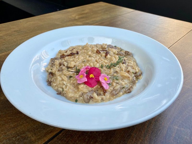 Risoto do Don Aguilar, em Vila Velha, em homenagem ao compositor Heitor Villa-Lobo com com iscas de filé mignon, cebola caramelizada, tomilho e grana padano.  (Foto: Divulgação/ Fabrício Coradello)