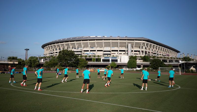 Treino da Seleção Olímpica em Yokohama (Foto: Lucas Figueiredo/CBF)