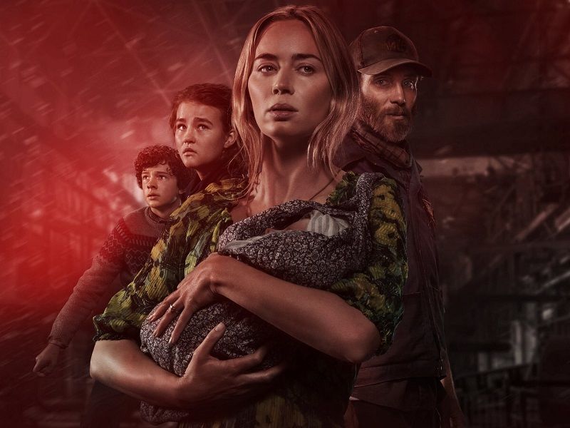 Na sequência do filme de 2018, Evelyn (Emily Blunt) foge com os filhos Marcus (Noah Jupe), Regan (Millicent Simmonds) e o bebê recém-nascido. (Foto: Divulgação)