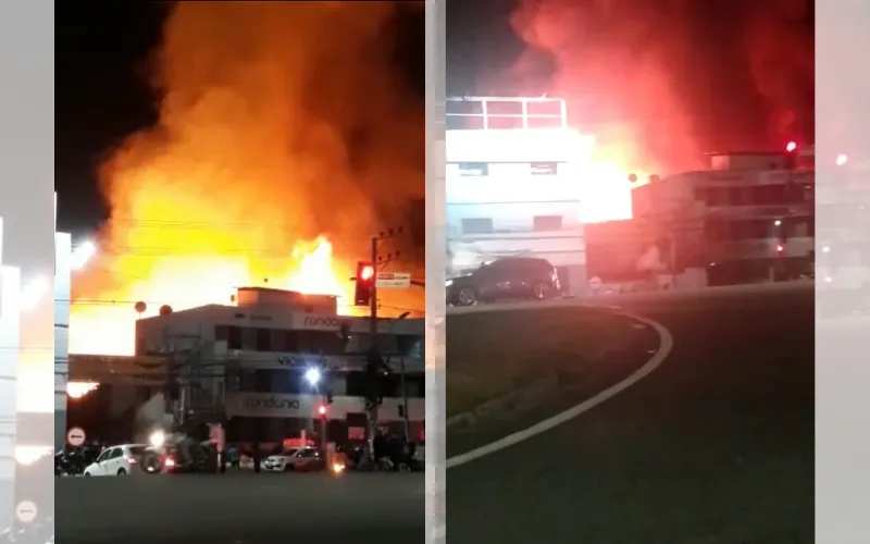 Incêndio atinge madeireira na Serra e BR-101 é interditada