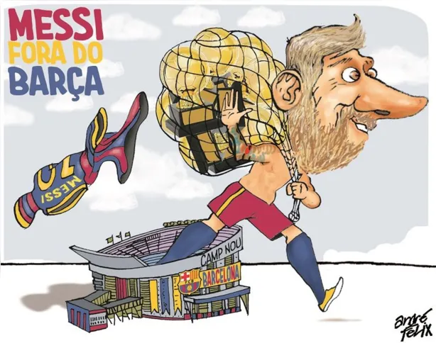 Imagem ilustrativa da imagem Charge do Dia: Messi fora do Barça