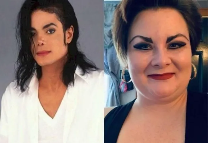Michael Jackson à esquerda e Kathleen Roberts à direita