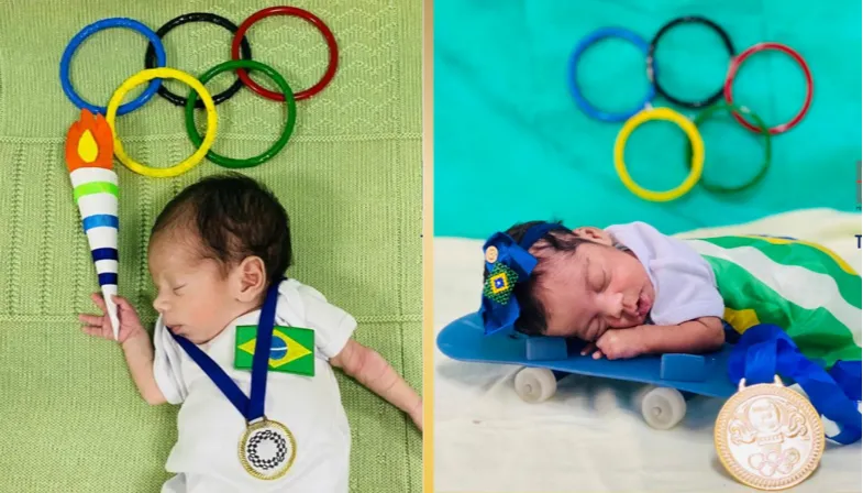 Imagem ilustrativa da imagem Olimpíadas: Bebês de UTI usam fantasias em homenagem a atletas do Brasil