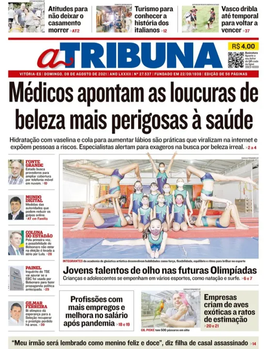 Imagem ilustrativa da imagem Clique aqui e veja os destaques do jornal A Tribuna deste domingo