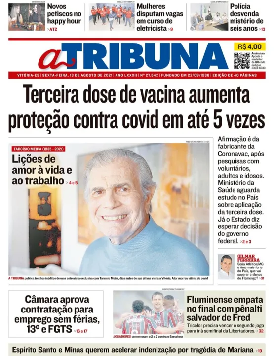 Imagem ilustrativa da imagem Clique aqui e veja os destaques do jornal A Tribuna desta sexta