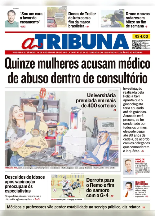 Imagem ilustrativa da imagem Clique aqui e confira os destaques do jornal A Tribuna deste sábado