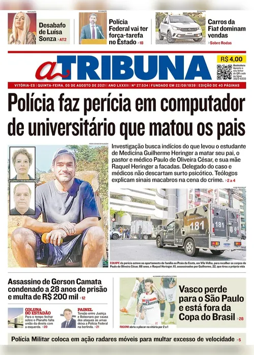 Imagem ilustrativa da imagem Clique aqui e veja os destaques do jornal A Tribuna desta quinta