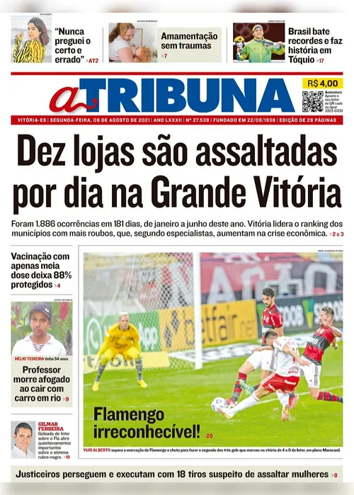 Imagem ilustrativa da imagem Clique aqui e veja os destaques do jornal A Tribuna desta segunda