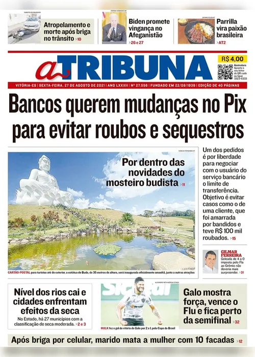 Imagem ilustrativa da imagem Clique aqui e veja os destaques do jornal A Tribuna desta sexta