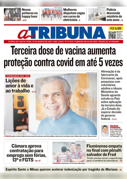 Imagem ilustrativa da imagem Clique aqui e veja os destaques do jornal A Tribuna desta sexta