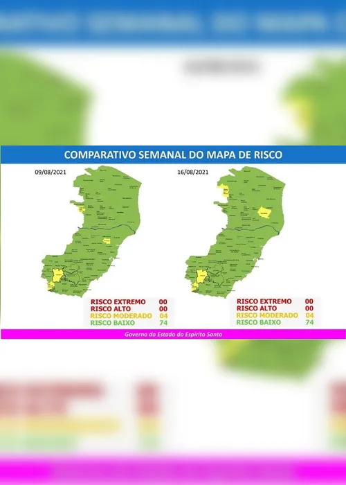 Imagem ilustrativa da imagem Estado permanece com quatro cidades em risco moderado para covid