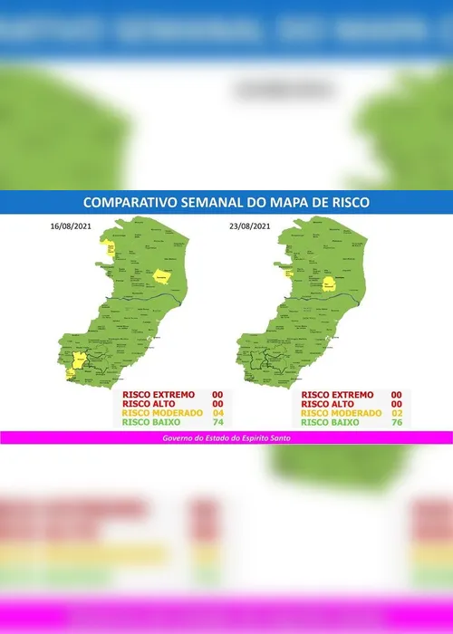 
          Imagem ilustrativa da imagem Mapa de Risco traz duas cidades em risco moderado e 76 em risco baixo
          