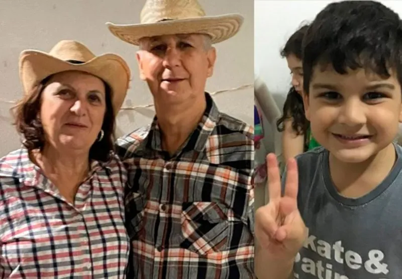 Celeste Ainda Vieira de Oliveira e Fábio Suze Mendes de Oliveira, com o neto Gael