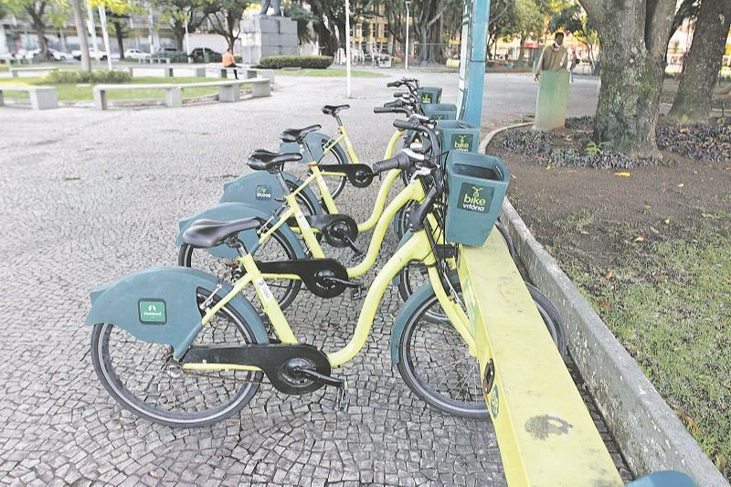 Ponto do Bike Vitória no Centro da Capital (Foto: Antonio Moreira/AT)