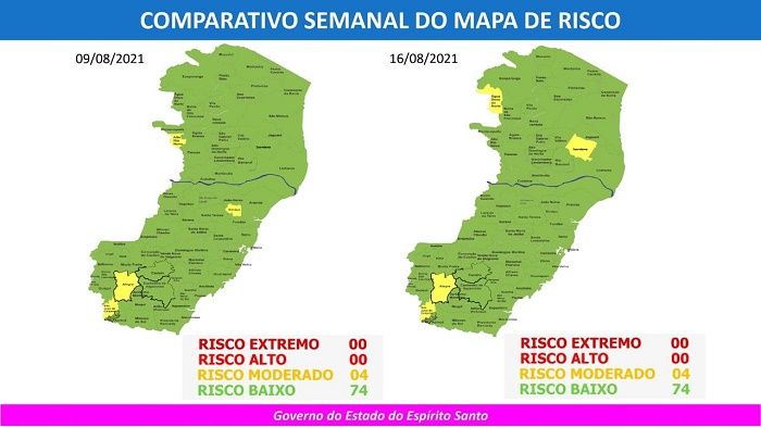 Comparativo mapa de risco (Foto: Divulgação governo do Estado )