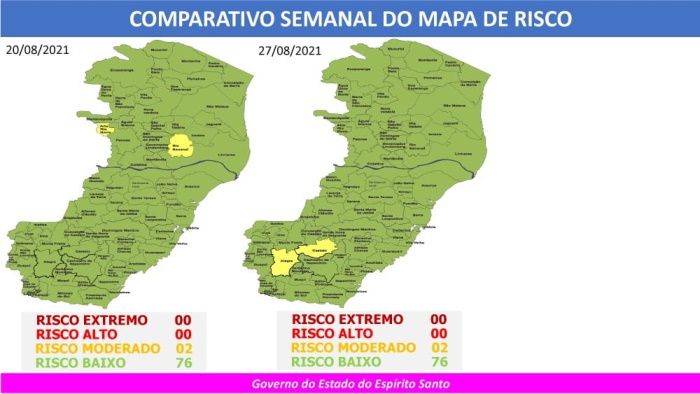Comparativo mapa de risco (Foto: Divulgação governo do Estado)