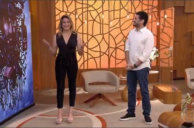 Fernanda Gentil e André Curvello no 'Encontro com Fátima Bernardes' (Foto: Globo)