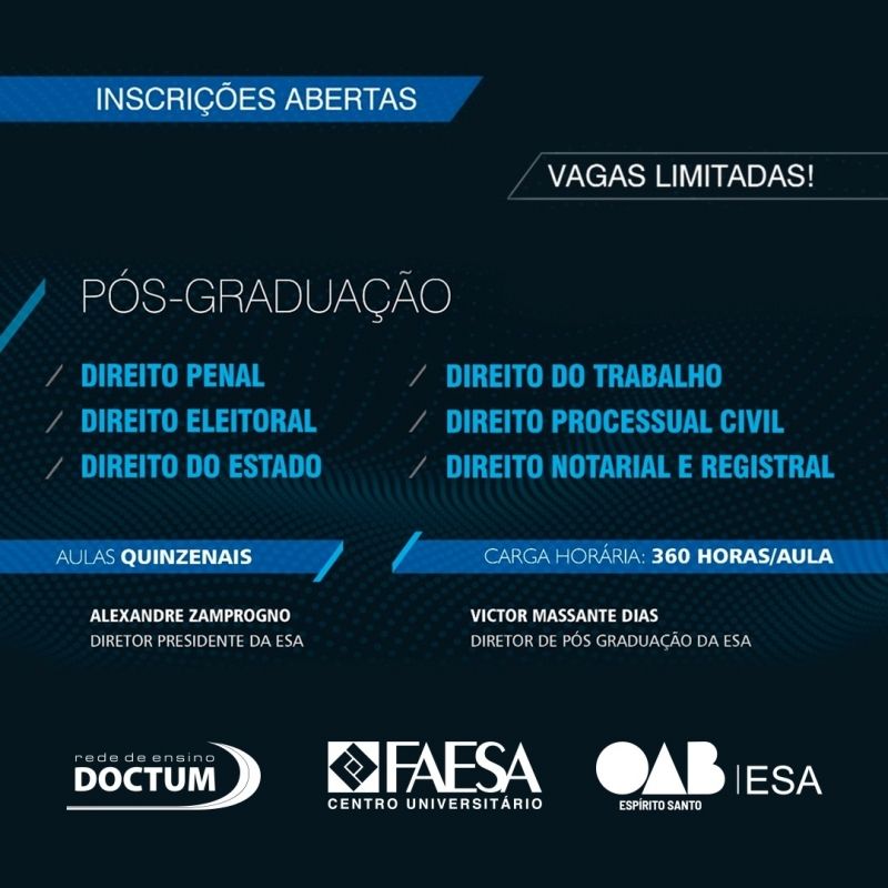Advogados e advogadas ainda podem participar da capacitação promovida pela ESA-ES