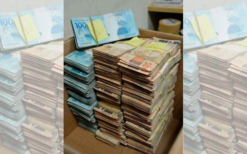 Parte do dinheiro encontrado durante as investigações (Foto: Divulgação / MPES)