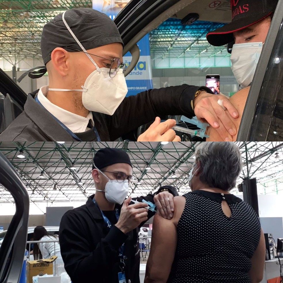 Profissional da saúde diz que foi capacitado para vacinar as pessoas durante a pandemia da Covid-19 (Foto: Montagem G1 MS)