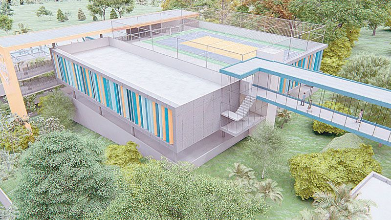 Projeção do novo colégio na Praia da Costa que está em obras para ser inaugurado em fevereiro do próximo ano (Foto: Divulgação / Colégio Primeiro Mundo)