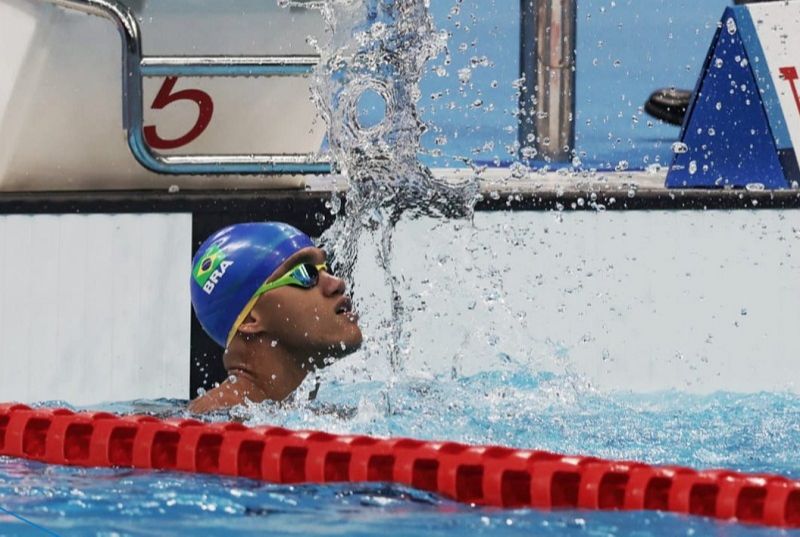 Wendell Belarmino venceu a prova de 50 metros livre masculino S11 (cegueira). (Foto: Reprodução Twitter/CPB)