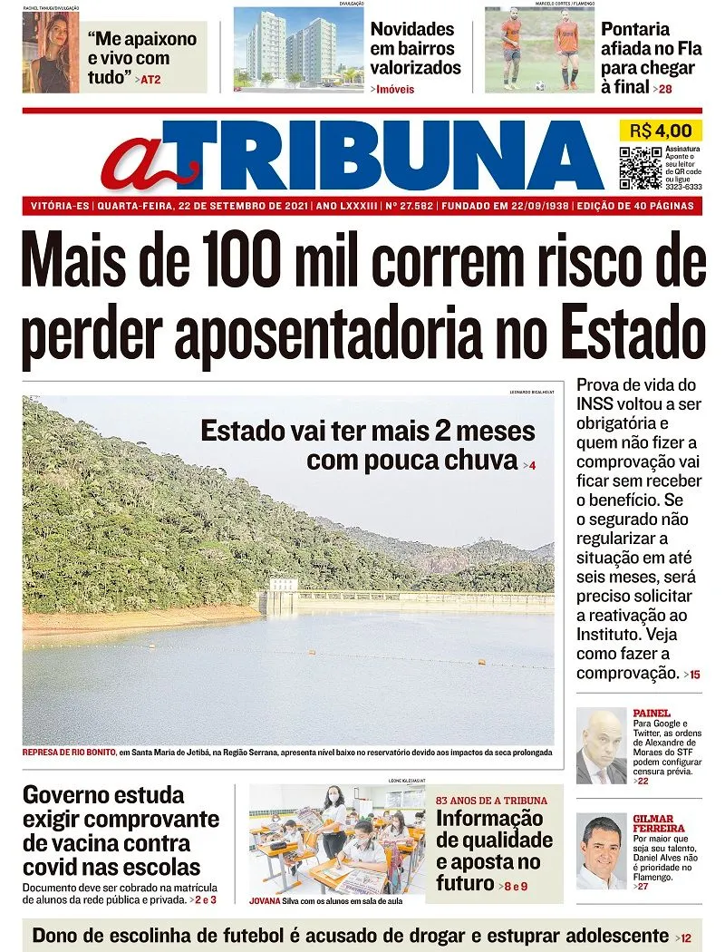 Imagem ilustrativa da imagem Clique aqui e veja os destaques do jornal A Tribuna desta quarta