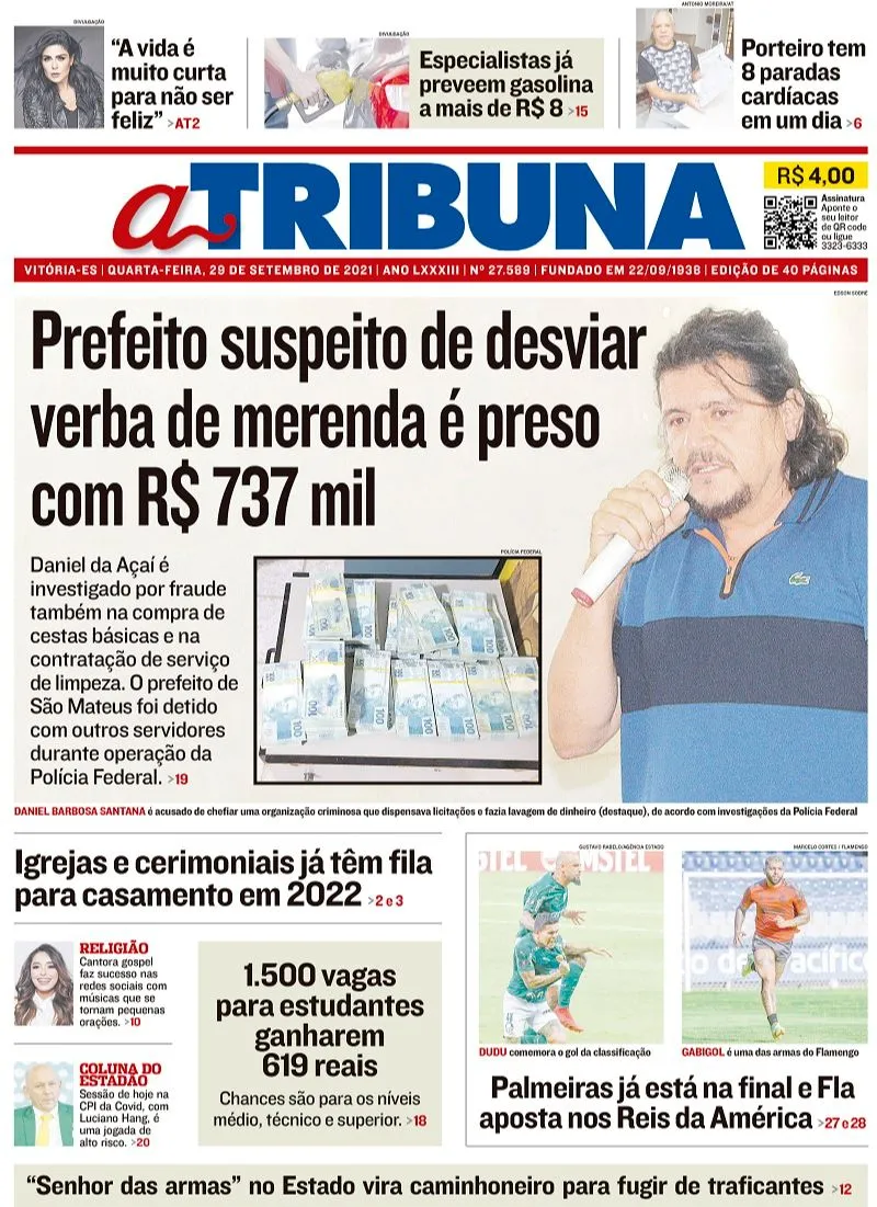 Imagem ilustrativa da imagem Clique aqui e veja os destaques do jornal A Tribuna desta quarta