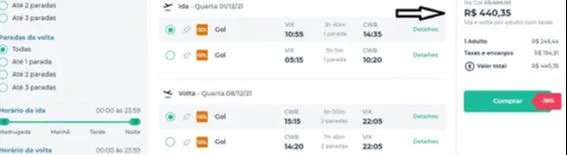 Imagem ilustrativa da imagem Passagens aéreas de Vitória para Curitiba por apenas R$ 440; confira outras promoções