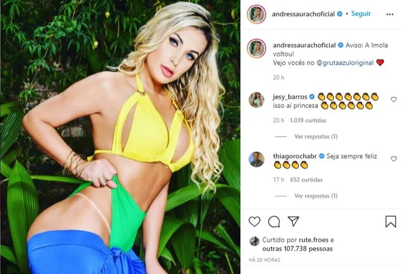 Imagem ilustrativa da imagem Separada e grávida, Andressa Urach anuncia volta à prostituição